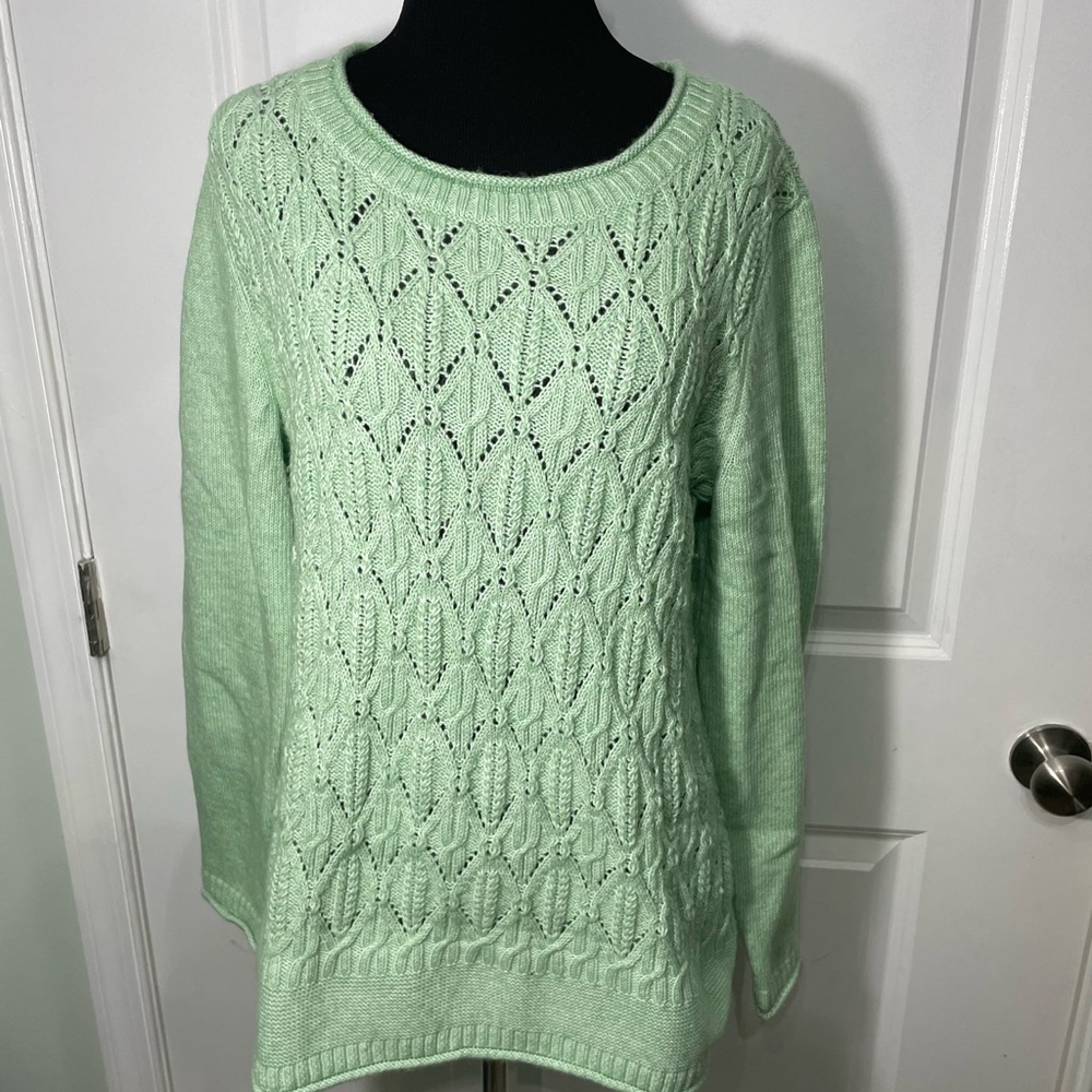 Talbots Light Green Crew Neck Sweater Size Large CB-10